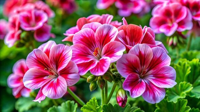 Pink geranium flowers close-up