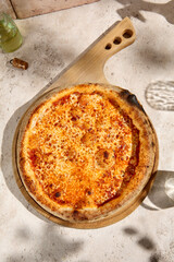 Margherita Pizza in Summer Sunlight with Shadows - Rustic and Homestyle Photography