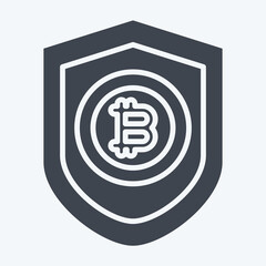 Icon Bitcoin Protection. related to Cryptography symbol. glyph style. simple design illustration