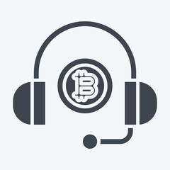 Icon Bitcoin Support. related to Cryptography symbol. glyph style. simple design illustration