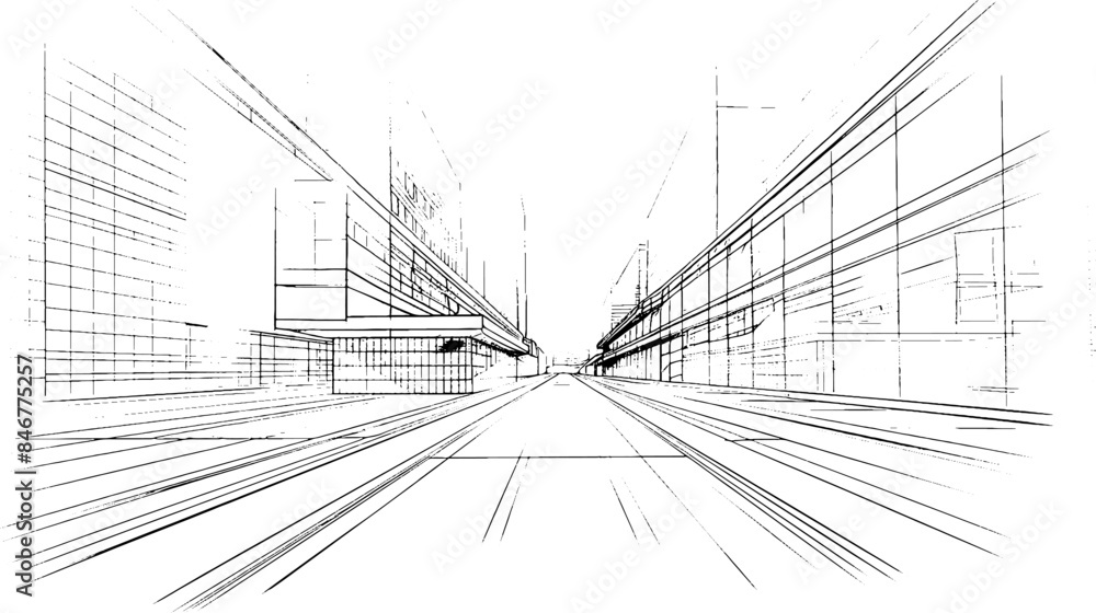 Aufkleber distressed sketch of building with dust on isolated background. architectural sketch of a house. lin