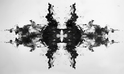 A black and white image of an abstract face.