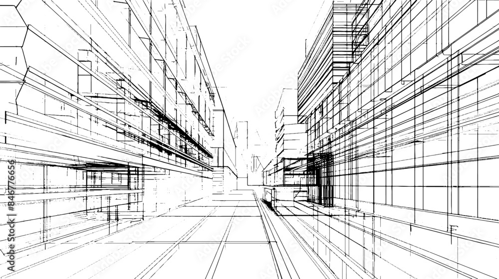 Aufkleber distressed sketch of building with dust on isolated background. architectural sketch of a house. lin