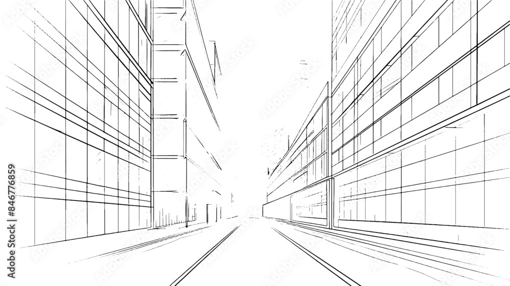 Aufkleber distressed sketch of building with dust on isolated background. architectural sketch of a house. lin