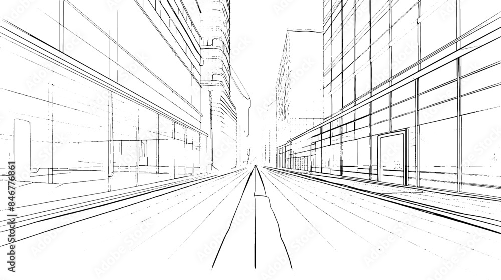 Aufkleber distressed sketch of building with dust on isolated background. architectural sketch of a house. lin