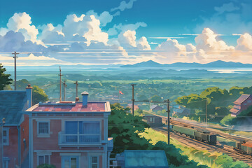 Magical Village Under the Blue Sky