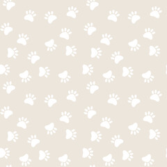 Cute seamless pattern with pet paw. Background with paw prints. It can be used for wallpapers, wrapping, cards, patterns for clothes and other printable cover