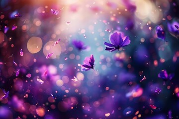 Beautiful Butterflies and Flowers in a Blurry Background