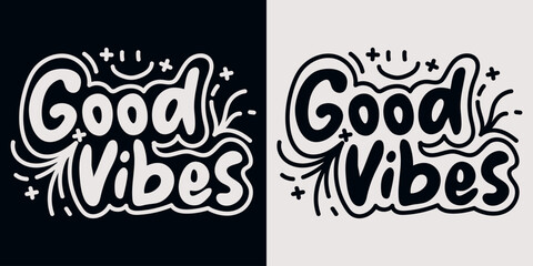 Good Vibes lettering design illustration . Vector illustration for T-shirt graphics, prints, posters, bags, stickers and other uses