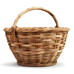 empty wooden basket on white background
