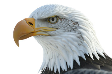 Fototapeta premium Close Up Of An Eagle'S Head With A Fierce Expression, Independence Day, 3D Render, Illustrations, Isolated On A Transparent Background. 
