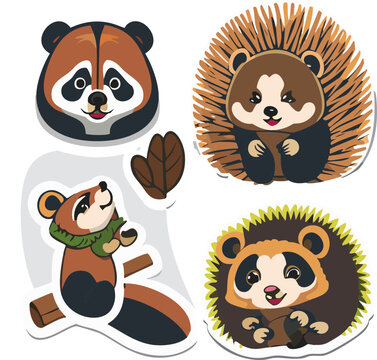Adorable Animals In Brown Color Stickers