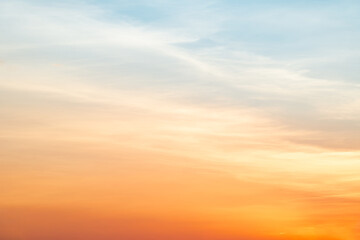 Beautiful , luxury soft gradient orange gold clouds and sunlight on the blue sky perfect for the background, take in everning,Twilight, Large size, high definition landscape photo
