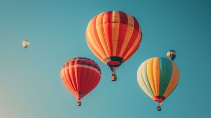 Obraz premium Colorful Balloon Festival: A Vibrant Morning Soaring High in the Sky