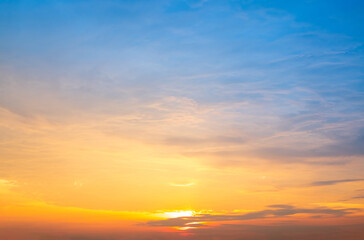 Beautiful , luxury soft gradient orange gold clouds and sunlight on the blue sky perfect for the...