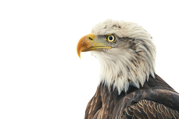 Obraz premium Large Eagle With A Yellow Beak And Yellow Eyes Is Staring At The Camera, Independence Day, 3D Render, Illustrations, Isolated On A Transparent Background. 