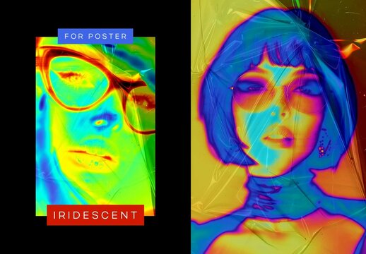Iridescent Plastic Poster Photo Effect Mockup With Generative AI