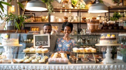 Obraz premium The Happy Cafe Owners