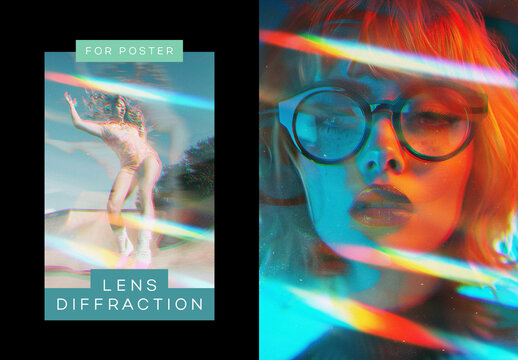 Lens Diffraction Poster Photo Effect Mockup With Generative AI