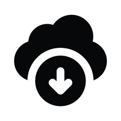 Cloud with down arrow, icon of cloud download