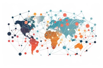 Obraz premium Modern Minimalist Global Network Illustration with Interconnected Dots and Lines for Connectivity Concept