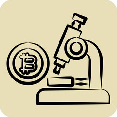 Icon Bitcoin Research. related to Cryptography symbol. hand drawn style. simple design illustration