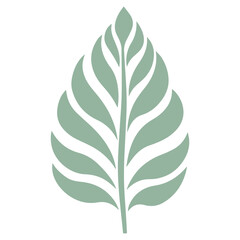 A green leaf-shaped graphic with abstract white patterns