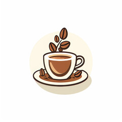 Obraz premium Minimalist cup of coffee with coffee beans