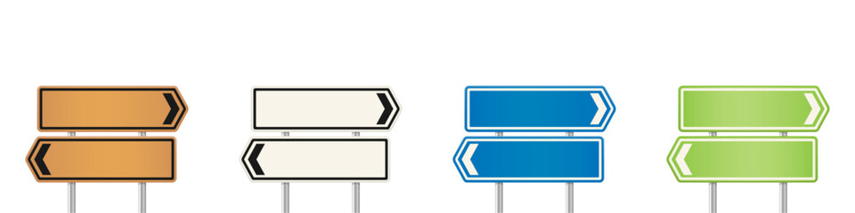 Set of realistic colored road signs pointers
