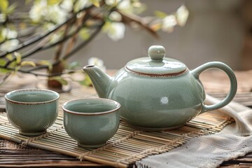 A set of tea utensils on the table