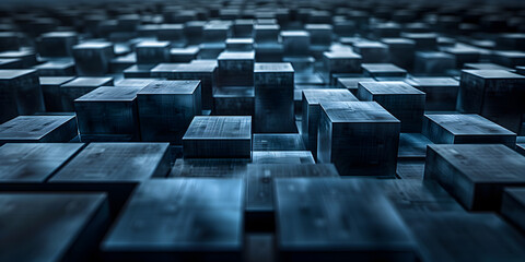 Fototapeta premium Abstract cubic digital background for graphics, data, AI, tech ....