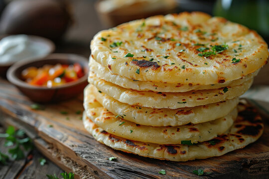 close view of indian food paratha
