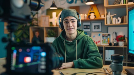 The teenager recording a vlog