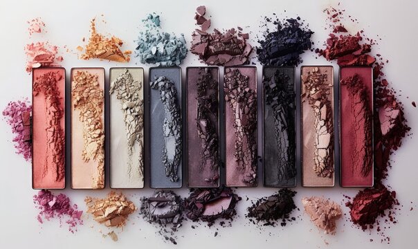 A vibrant array of lipstick colors spread across a pristine white background.