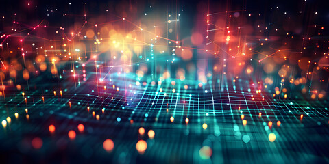 Obraz premium Abstract 3d digital background, lines, perspective, speed, for tech, data, audio, graphics