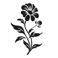 silhouette of a flower with large petals and leaves