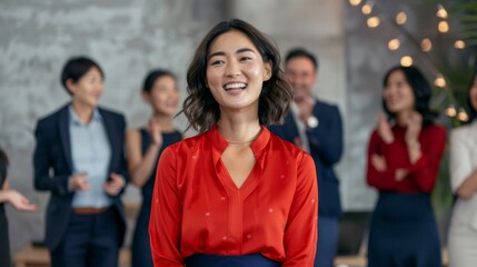Obraz premium A smiling businesswoman in meeting