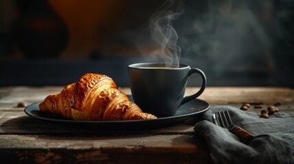 The coffee and croissant