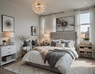 interior of a bedroom with bed