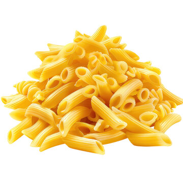 A pile of dry pasta isolated on a transparent background.