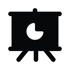 Pie chart on board showing concept icon of presentation board, easy to use icon
