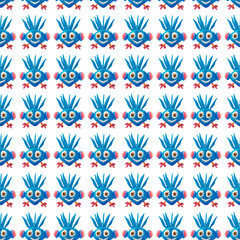 Ugly funny monster bird illustration motif pattern