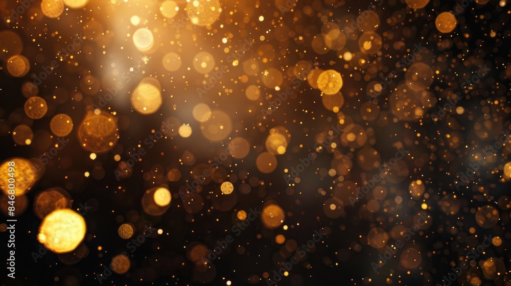 Poster abstract brown bokeh background with a touch of gold