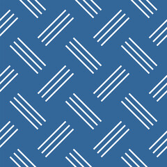 Seamless Geometric Diagonal Striped Lines Blue and White Pattern. 