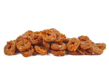 Smoked chicken rings isolated on a white background