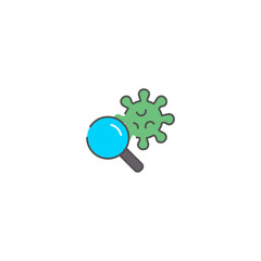 Fototapeta premium Detect viruses with a magnifying glass, Simple Vector Color Line Icons, Illustration.