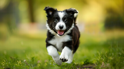 Fototapeta premium Happy Border Collie Puppy Running