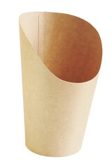 Empty cardboard food container. Eco-friendly disposable packaging. Waste recycling and plastic free concepts. Isolated on transparent background.