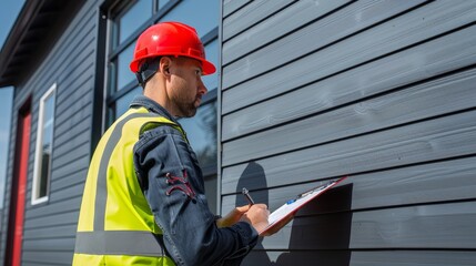 Fototapeta premium The construction worker inspection