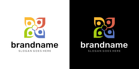 people community logo colored circular flower